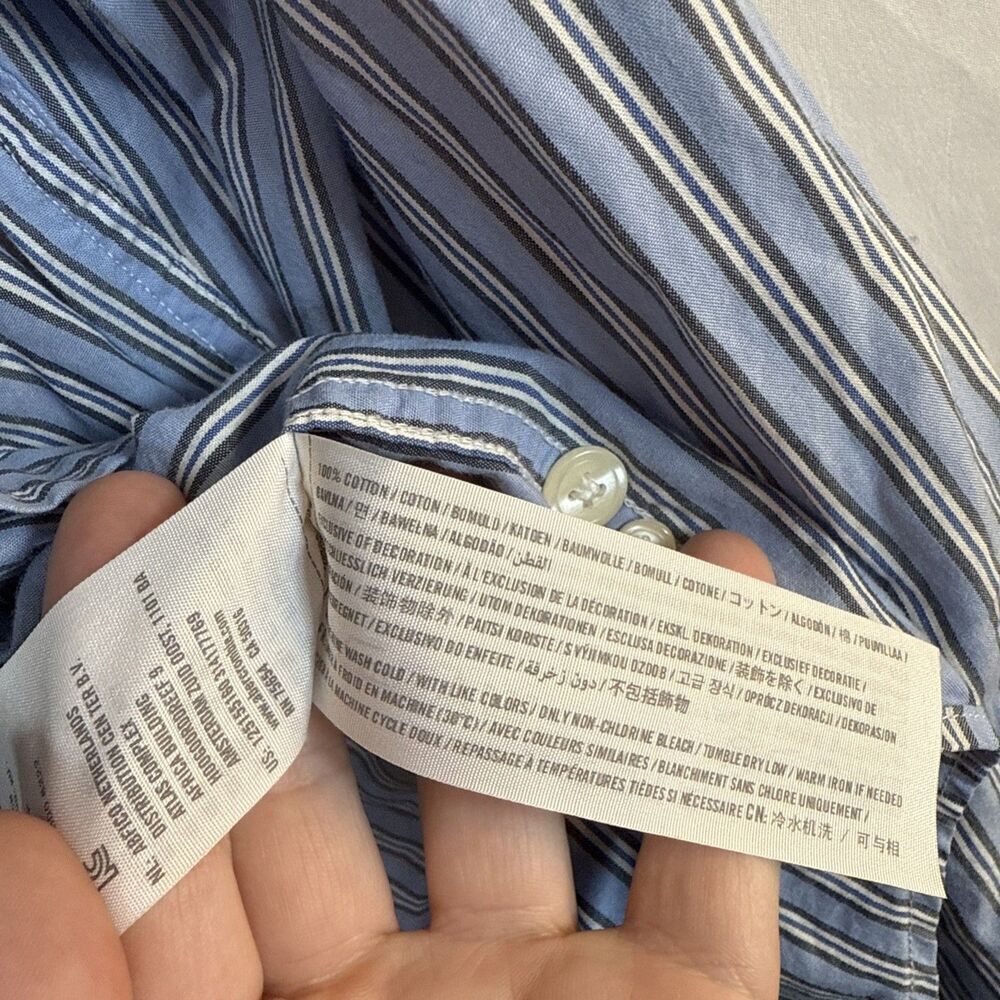 Men’s Abercrombie & Fitch Button Up Shirt Blue Striped Size Small Preowned - Picture 11 of 15